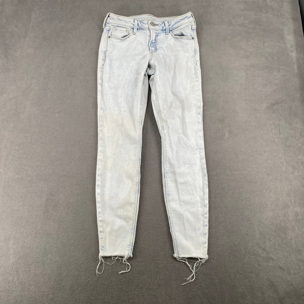 Old Navy Rockstar Super Skinny Jeans Light Acid Wash Raw Hem Size 0